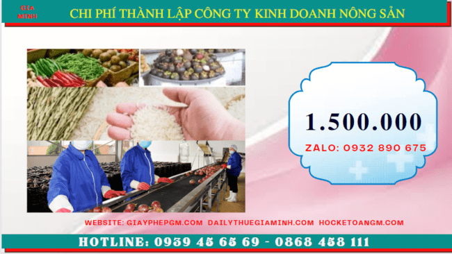 THÀNH LẬP CÔNG TY KINH DOANH NÔNG SẢN TẠI PHÚ THỌ 12 Chi phí thành lập công ty kinh doanh nông sản Phú Thọ