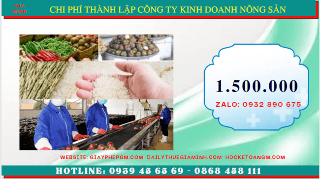 THÀNH LẬP CÔNG TY KINH DOANH NÔNG SẢN TẠI QUẢNG NINH 6 Chi phí thành lập công ty kinh doanh nông sản Quảng Ninh