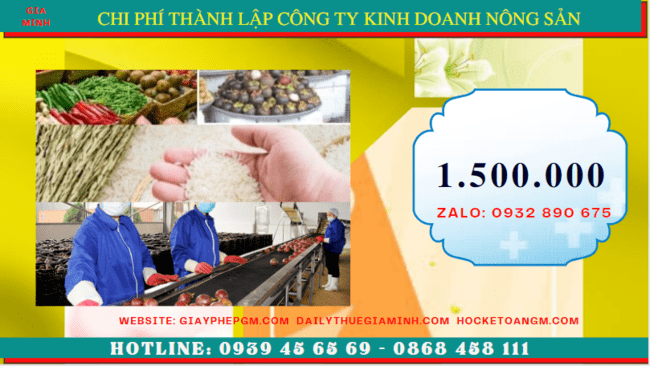 THÀNH LẬP CÔNG TY KINH DOANH NÔNG SẢN TẠI SƠN LA 12 Chi phí thành lập công ty kinh doanh nông sản Sơn La