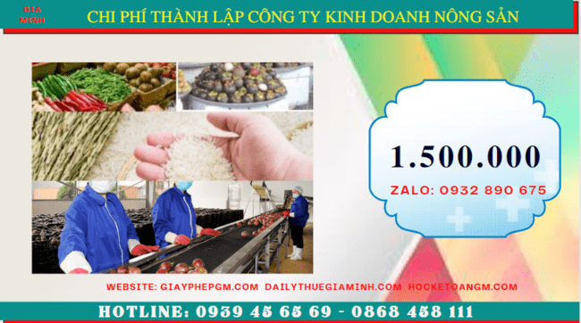 Chi phí thành lập công ty kinh doanh nông sản tại Thành Phố Hải Phòng