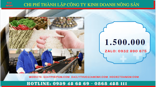 Chi phí thành lập công ty kinh doanh nông sản Thành Phố Thủ Đức 