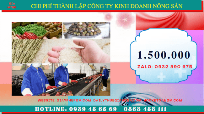Chi phí thành lập công ty kinh doanh nông sản tại Quận Ninh Kiều