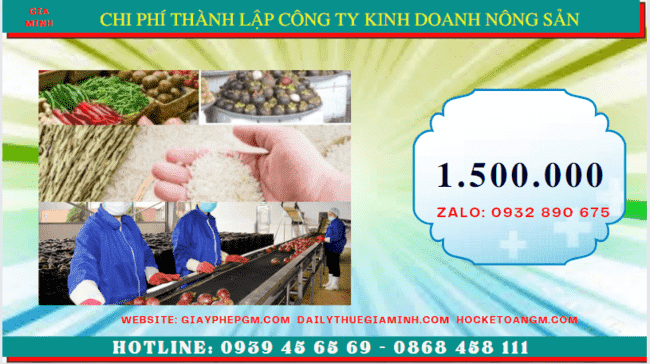 Chi phí thành lập công ty kinh doanh nông sản tại TP Hồ Chí Minh