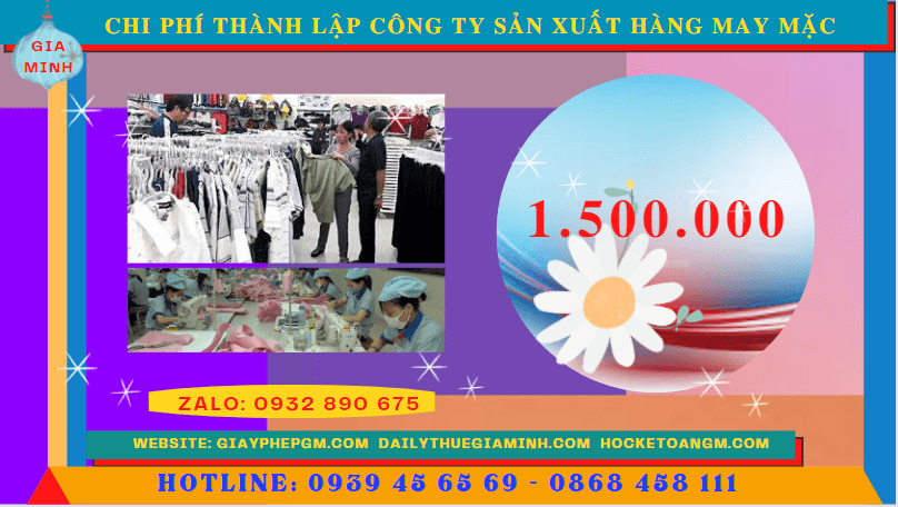 Chi phí thành lập công ty sản xuất hàng may mặc tại An Giang