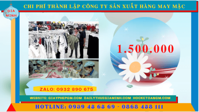 Chi phí thành lập công ty sản xuất hàng may mặc tại Bình Dương