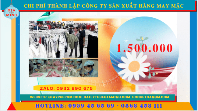 Chi phí thành lập công ty sản xuất hàng may mặc tại Cà Mau