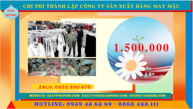 Chi phí thành lập công ty sản xuất hàng may mặc tại Cao Bằng