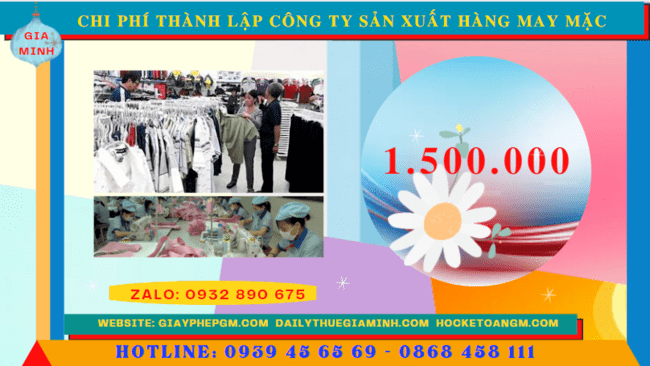 Chi phí thành lập công ty sản xuất hàng may mặc tại Đồng Nai