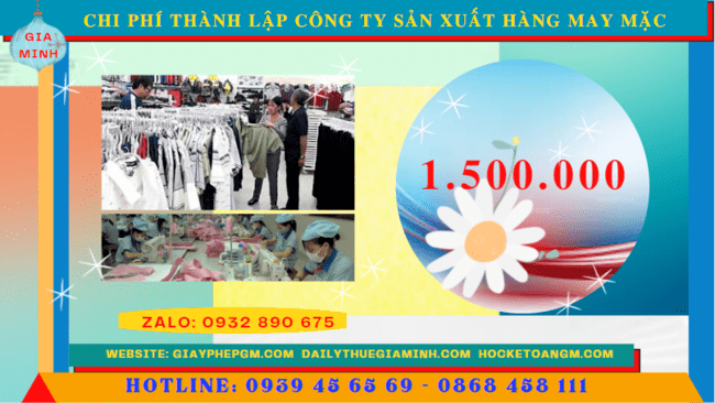 Chi phí thành lập công ty sản xuất hàng may mặc tại Đồng Tháp