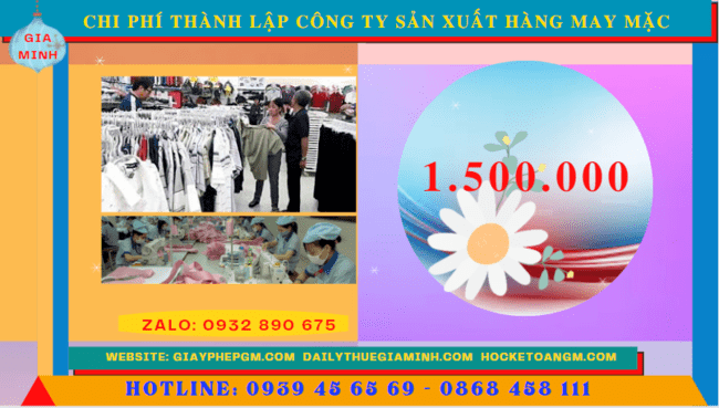 Chi phí thành lập công ty sản xuất hàng may mặc tại Hà Tĩnh