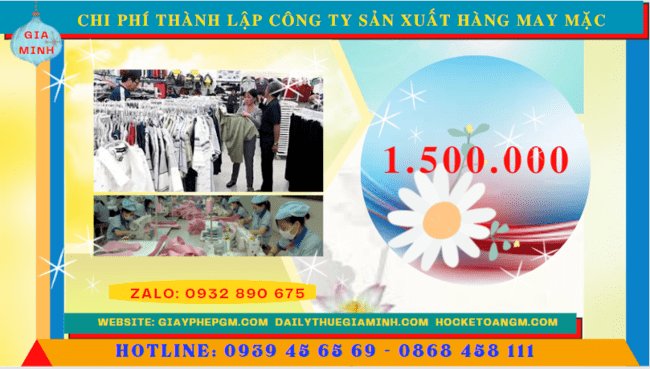 Chi phí thành lập công ty sản xuất hàng may mặc tại Hòa Bình