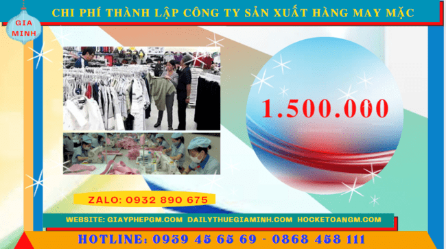 Chi phí thành lập công ty sản xuất hàng may mặc tại Hưng Yên