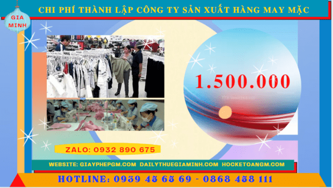 Chi phí thành lập công ty sản xuất hàng may mặc tại Long An