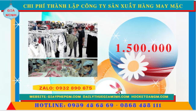 Chi phí thành lập công ty sản xuất hàng may mặc tại Nam Định