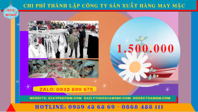 Chi phí thành lập công ty sản xuất hàng may mặc tại Nghệ An