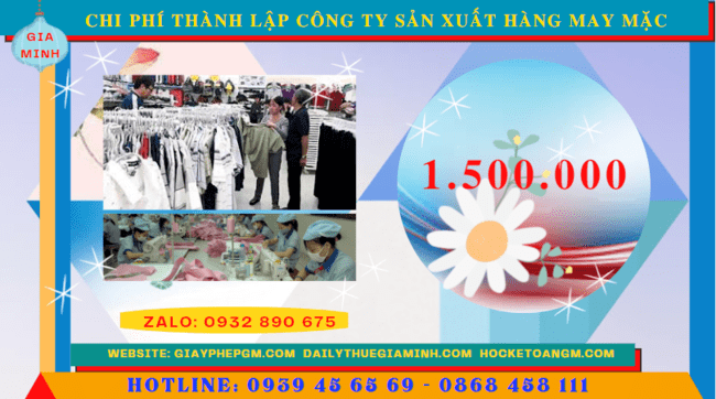 Chi phí thành lập công ty sản xuất hàng may mặc tại Quảng Nam