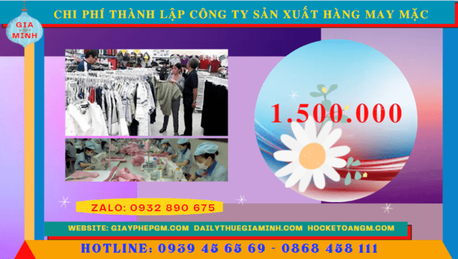 Chi phí thành lập công ty sản xuất hàng may mặc tại Quảng Ngãi