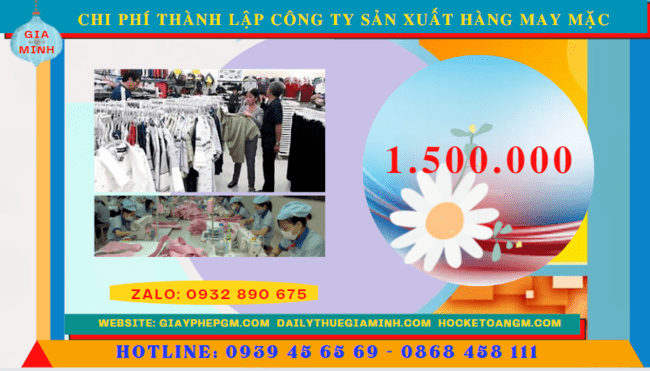 Thành lập công ty sản xuất hàng may mặc tại quảng ninh 5 Chi phí thành lập công ty sản xuất hàng may mặc tại Quảng Ninh