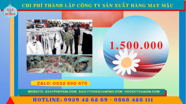 Chi phí thành lập công ty sản xuất hàng may mặc tại Quảng Trị