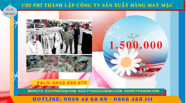 Thành lập công ty sản xuất hàng may mặc tại Thanh Hóa – Hướng dẫn chi tiết & trọn gói 2025 5 Chi phí thành lập công ty sản xuất hàng may mặc tại Thanh Hóa