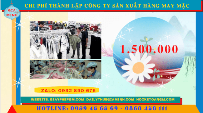 Chi phí thành lập công ty sản xuất hàng may mặc tại Thành Phố Hồ Chí Minh