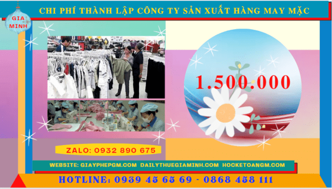 Chi phí thành lập công ty sản xuất hàng may mặc tại Ninh Kiều