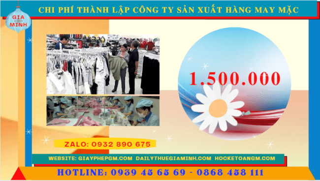 Chi phí thành lập công ty sản xuất hàng may mặc tại Thành phố Châu Đốc
