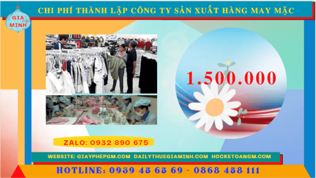 Chi phí thành lập công ty sản xuất hàng may mặc tại Trà Vinh