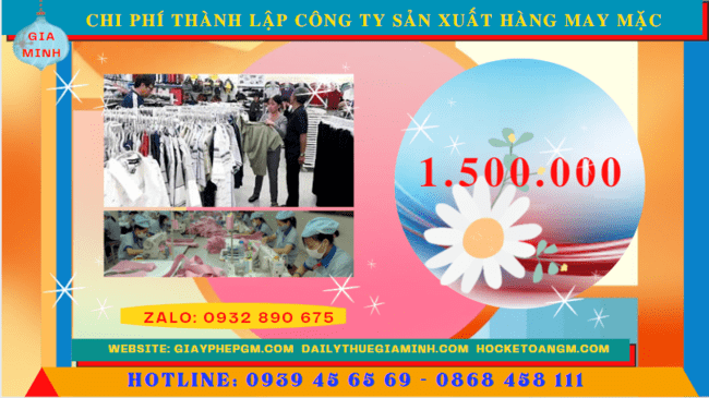 Chi phí thành lập công ty sản xuất hàng may mặc tại Yên Bái