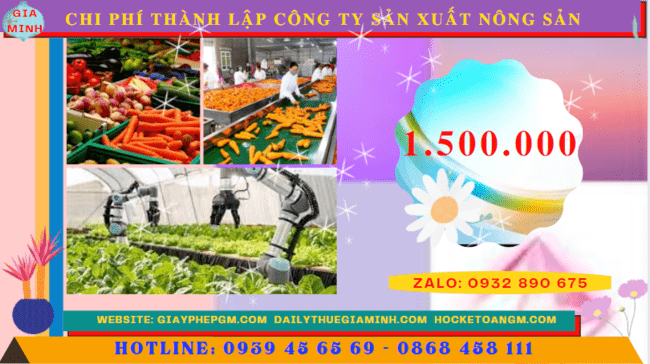 Chi phí thành lập công ty sản xuất nông sản tại Đắk Nông