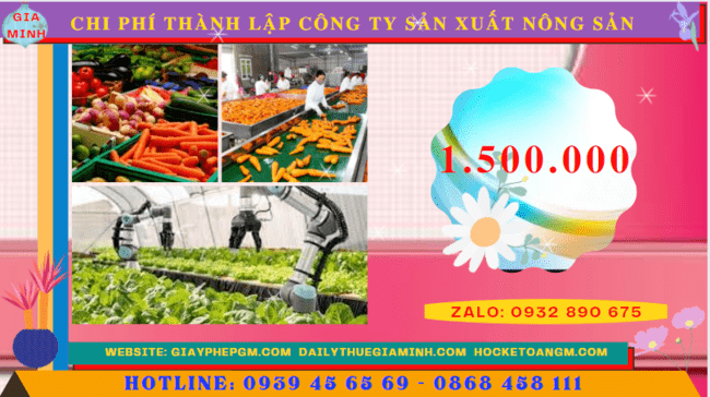Thành lập công ty sản xuất nông sản tại Hà Nội 13 Chi phí thành lập công ty sản xuất nông sản tại Hà Nội
