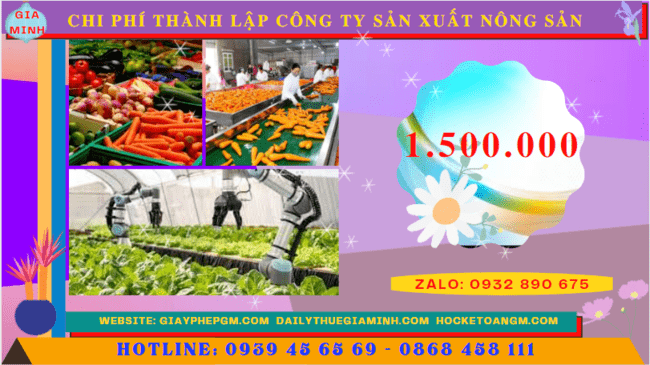 Chi phí thành lập công ty sản xuất nông sản tại Hưng Yên