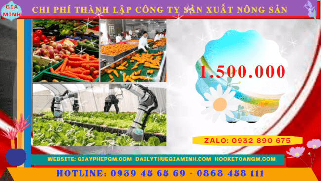 Chi phí thành lập công ty sản xuất nông sản tại Khánh Hòa