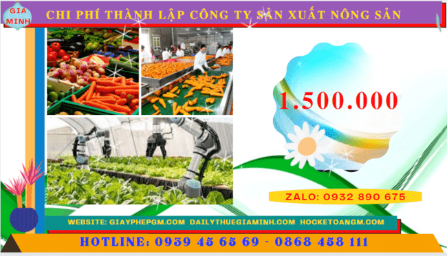 Thành lập công ty sản xuất nông sản tại lai châu 5 Chi phí thành lập công ty sản xuất nông sản tại Lai Châu
