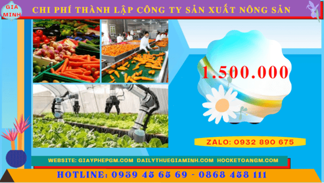 Chi phí thành lập công ty sản xuất nông sản tại Long An
