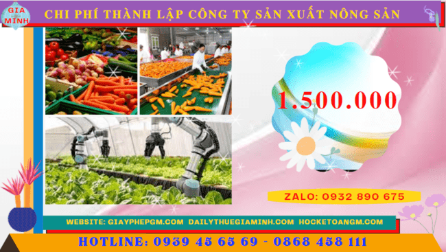Thành lập công ty sản xuất nông sản tại nam định 5 Chi phí thành lập công ty sản xuất nông sản tại Nam Định