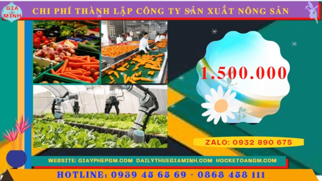 Chi phí thành lập công ty sản xuất nông sản tại Nghệ An