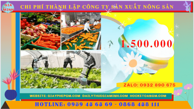 Chi phí thành lập công ty sản xuất nông sản tại Ninh Thuận