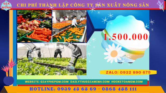 Chi phí thành lập công ty sản xuất nông sản tại Quảng Trị