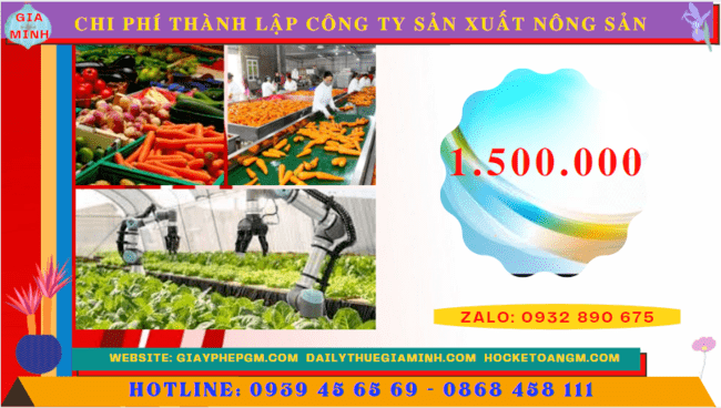 Chi phí thành lập công ty sản xuất nông sản tại Sóc Trăng