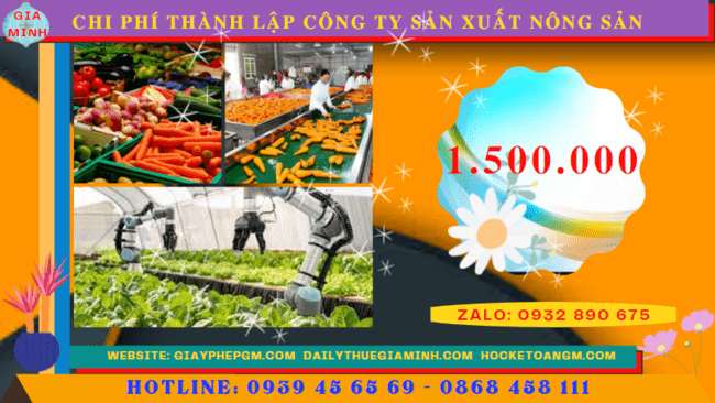 Thành lập công ty sản xuất nông sản tại Sơn La 5 Chi phí thành lập công ty nhanh sản xuất nông sản tại Sơn La