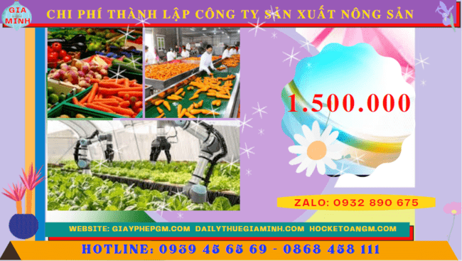 Chi phí thành lập công ty sản xuất nông sản tại Tây Ninh