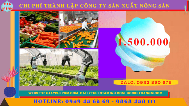Chi phí thành lập công ty sản xuất nông sản tại Thanh Hóa