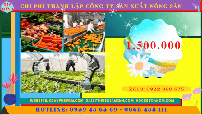 Chi phí thành lập công ty kinh doanh nông sản tại Thành phố Châu Đốc