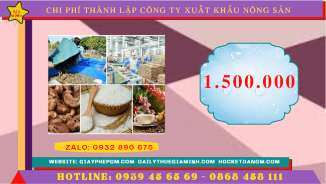 Chi phí thành lập công ty xuất khẩu nông sản tại Bà Rịa Vũng Tàu
