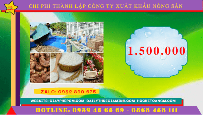 Chi phí thành lập công ty xuất khẩu nông sản tại Bến Tre