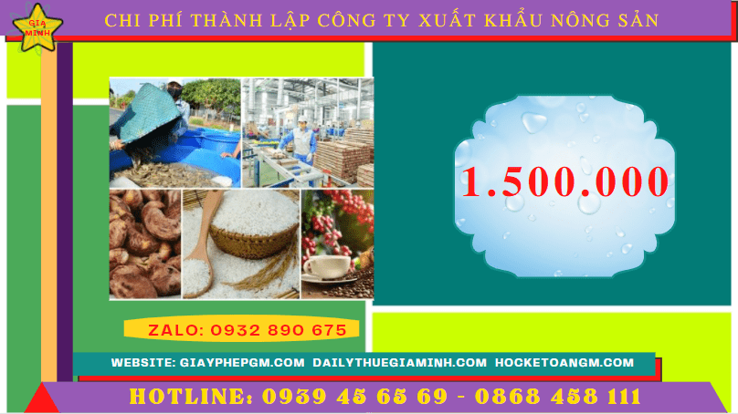 Chi phí thành lập công ty xuất khẩu nông sản tại Bình Phước