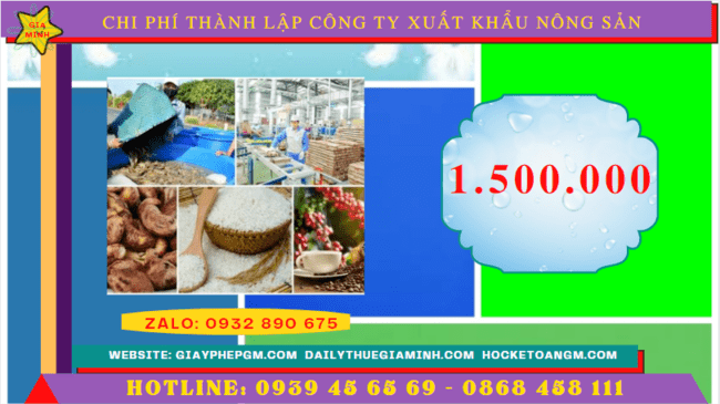 Chi phí thành lập công ty xuất khẩu nông sản tại Bình Thuận