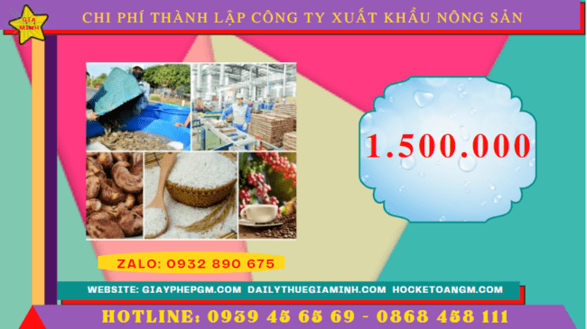 Chi phí thành lập công ty xuất khẩu nông sản tại Cần Thơ
