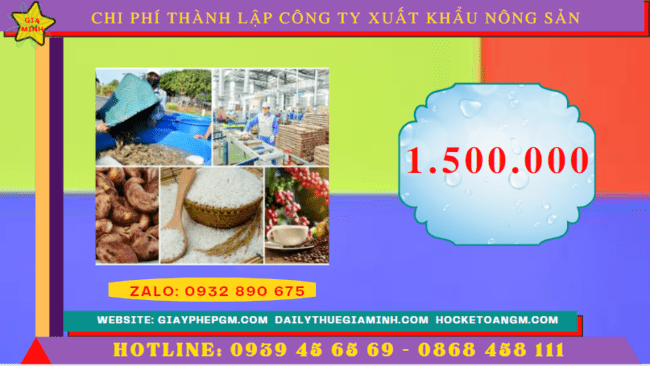 Chi phí thành lập công ty xuất khẩu nông sản tại Hà Tĩnh